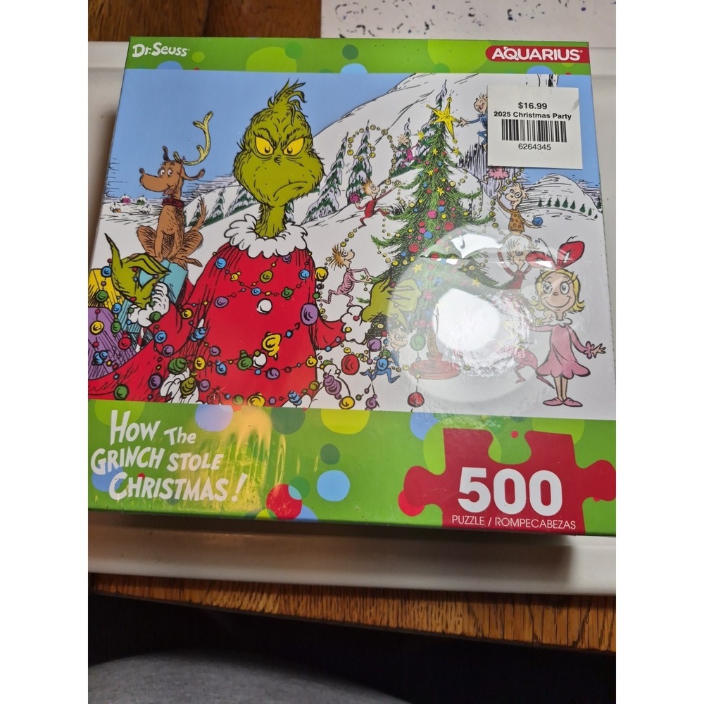 Dr. Seuss The Grinch Stole Christmas 500 Piece Puzzle Aquarius New Sealed 2025